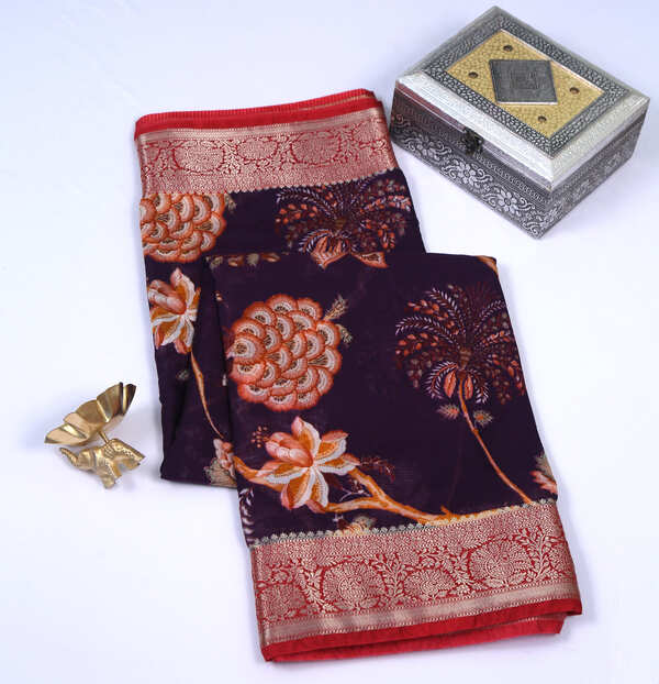 Chanderi NavyBlue Cotton Silk Saree