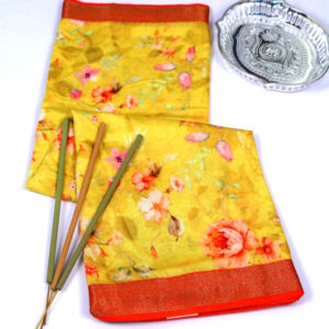 Chanderi Yellow Cotton Silk Saree