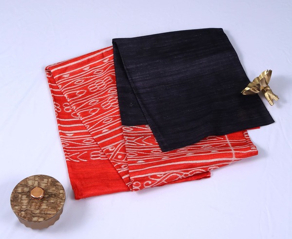 Pure Gicha Silk Black Red Saree