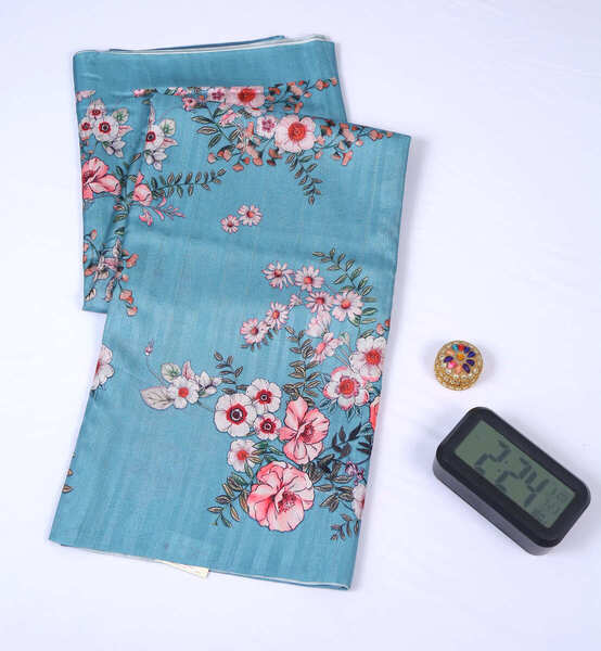 Semi Tussar Printed Blue Saree