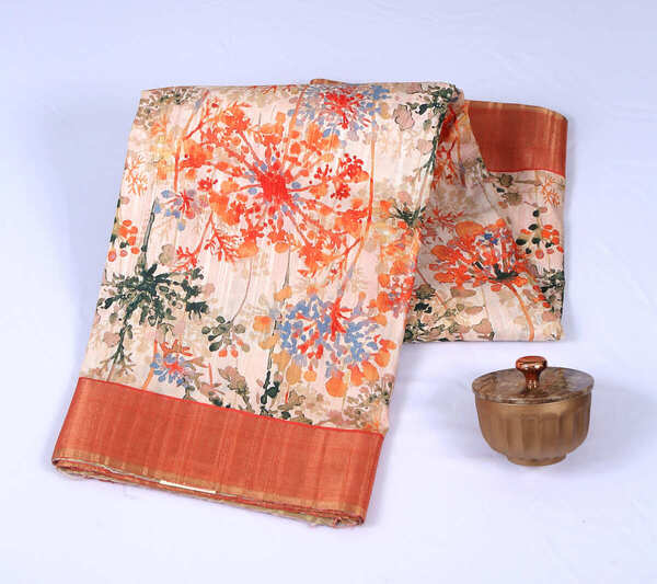 Semi Tussar Printed MultiColor Saree