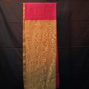 Pink and light brown Noir – Dual-Tone Handloom Cotton Linen Saree