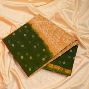 Kota Elegance – Dark green and beige Lightweight Kota Cotton Saree Collection