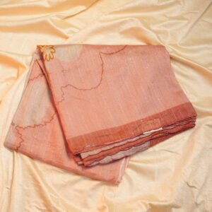 self flowers on half tussar raw sequence saree